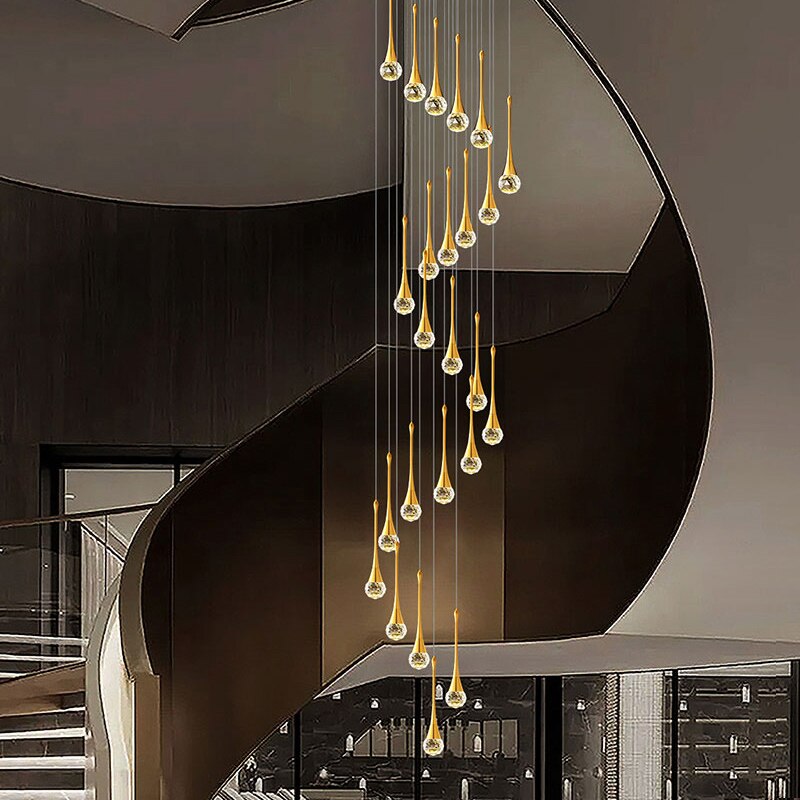 Lámpara de araña de cristal para sala de estar, lámpara de techo para apartamento, escalera, candelabros