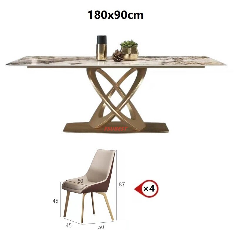 Dining Tables Sets New Rock Plate Slate Contemporary Gold Luxury Esstisch Set