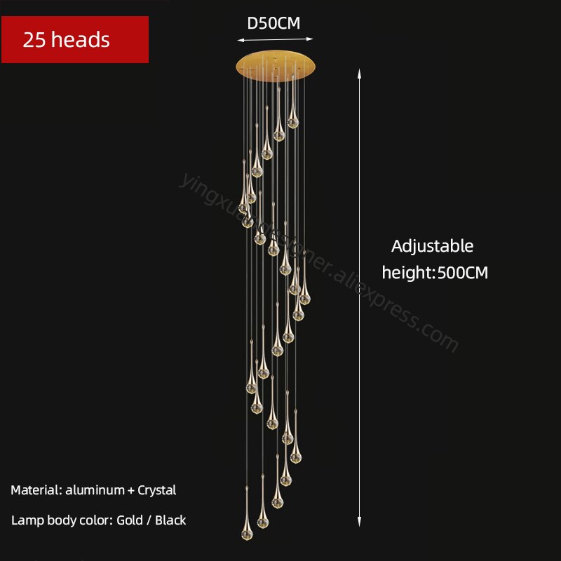 Lámpara de araña de cristal para sala de estar, lámpara de techo para apartamento, escalera, candelabros