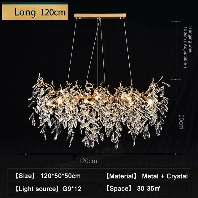 Chandelier Metal Hanging Lamp Hall Art Gold Nordic Crystal Lights Chandeliers