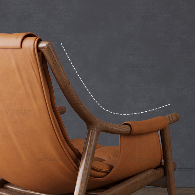 Rocking Chair Nordic Solid Wood Leather Schaukelstühle Single Designer Lounge Chair