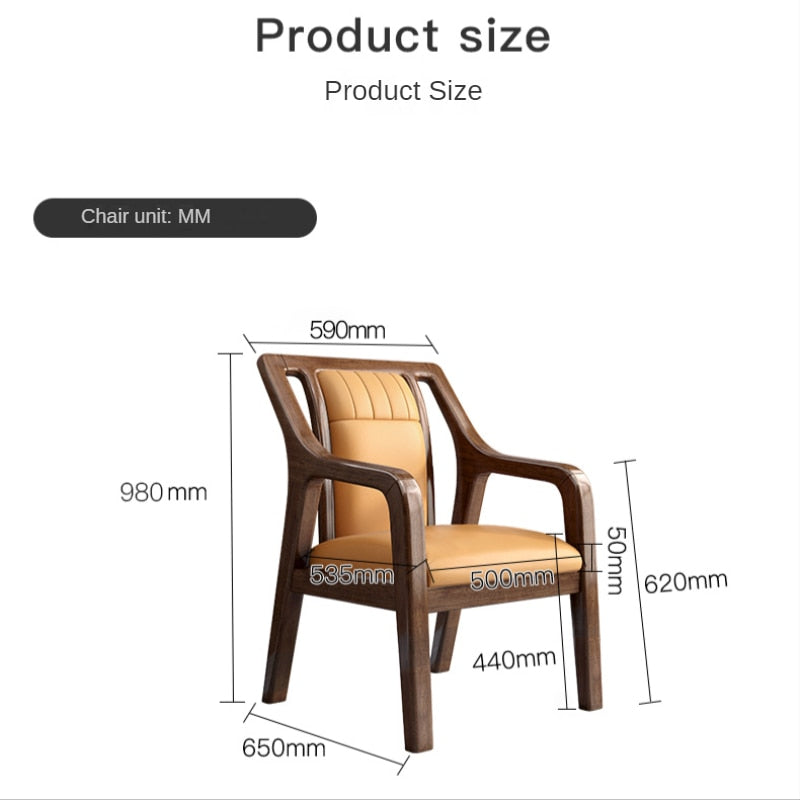 Armchair Solid Wood Walnut Leisure Sessel Office Chairs
