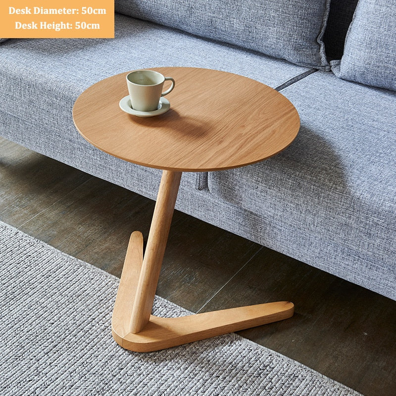 Minimalist Mahogany Round Tea Table - Modern End Accent Table