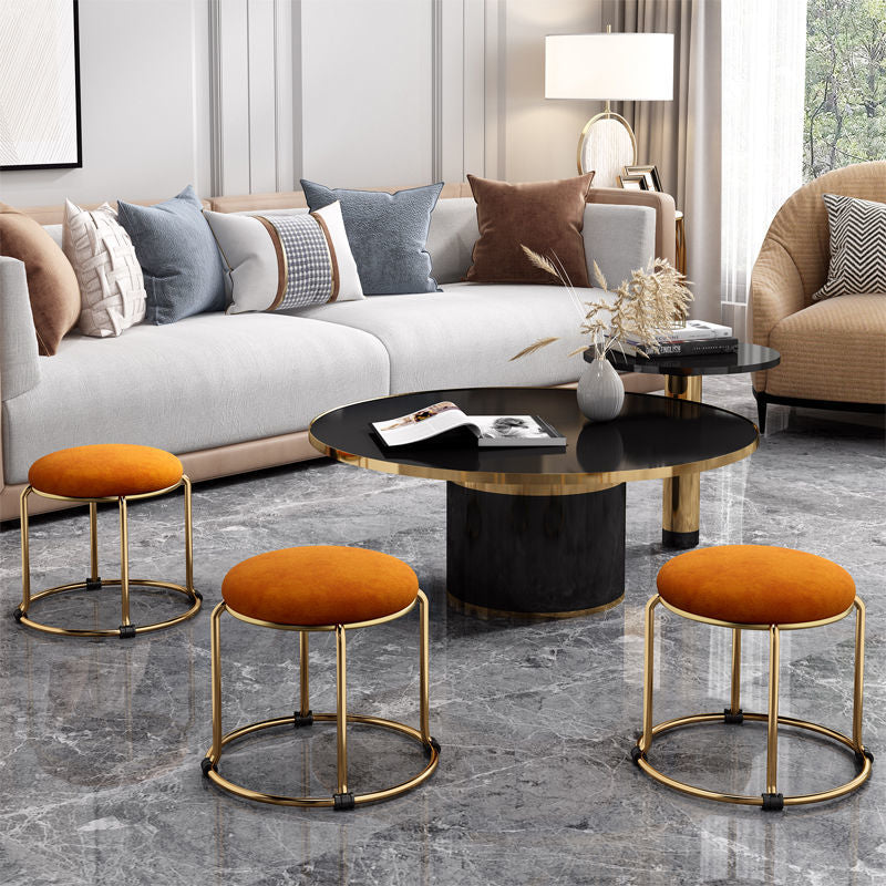 Chaise ronde tabouret rembourré meubles or argent tabourets pouf chaises