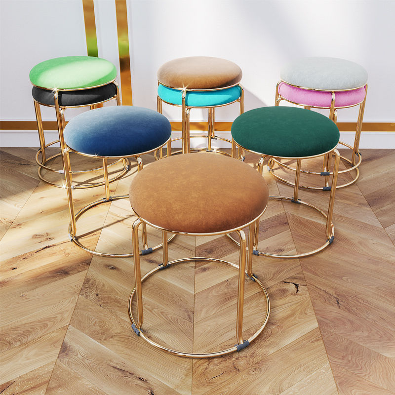 Chaise ronde tabouret rembourré meubles or argent tabourets pouf chaises
