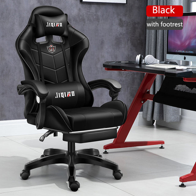 Computer Gaming Chairs with Massage Leather Office Chair RGB Light Gamer Chair