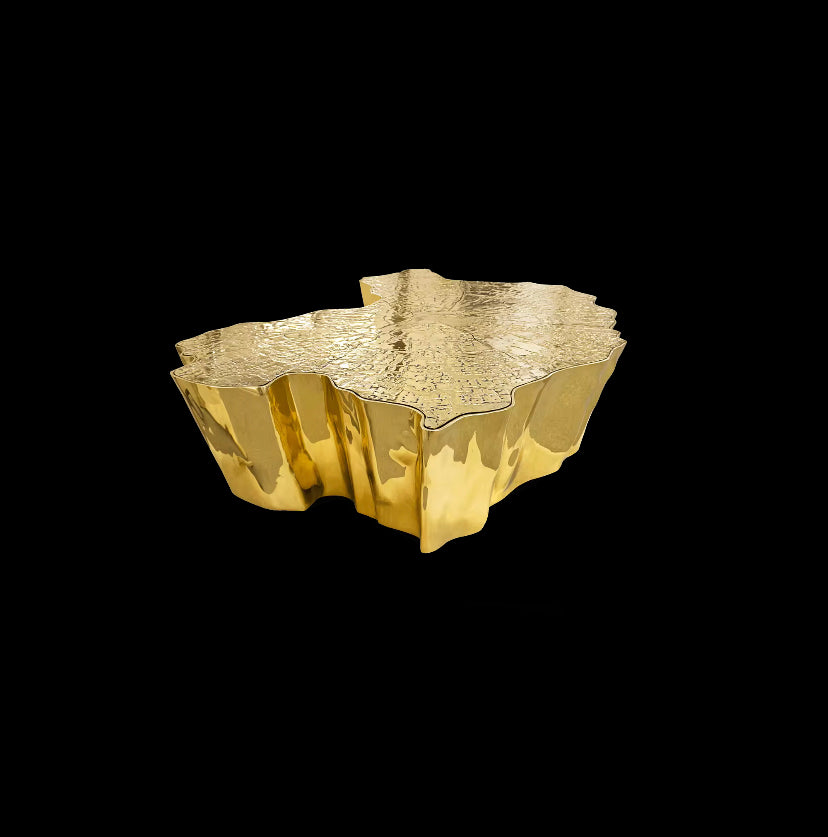 Tree Stump Side Tables - Irregular Gold Stainless Steel Coffee Table Set