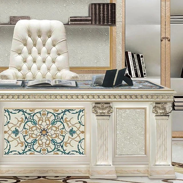 Baroque Italian Classical Royal Luxury Office Desk & Chair Set