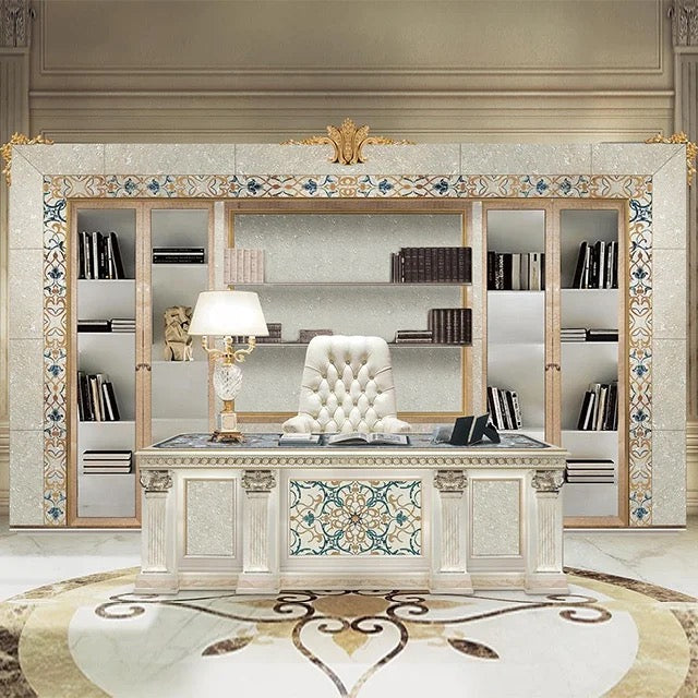 Baroque Italian Classical Royal Luxury Office Desk & Chair Set
