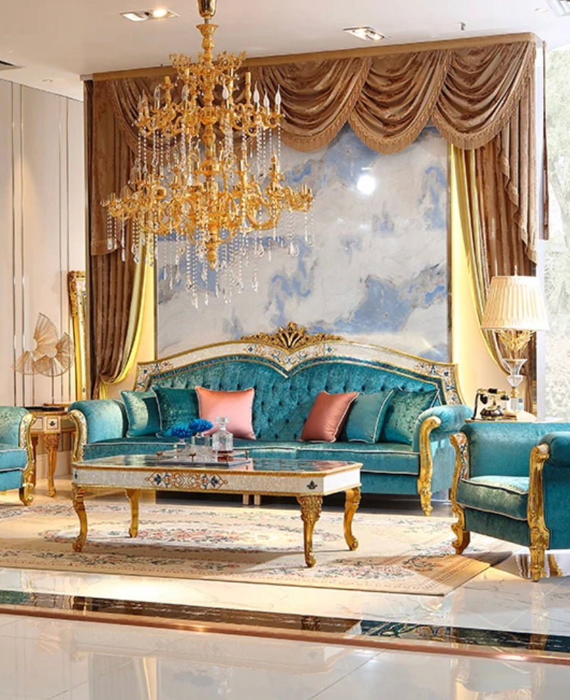 Nordic Luxury Baroque Round Dining Table Set - Antique Gold Custom Design