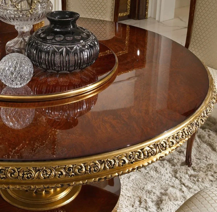CDH French Style Handmade Baroque Luxury Dining Table Set, Dining Room Furniture