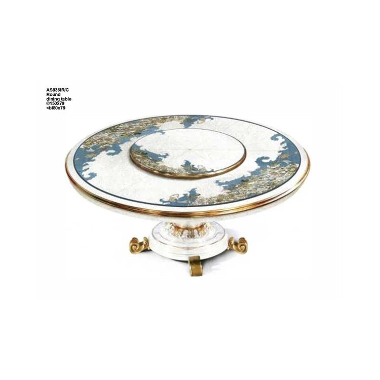 Nordic Luxury Baroque Round Dining Table Set - Antique Gold Custom Design