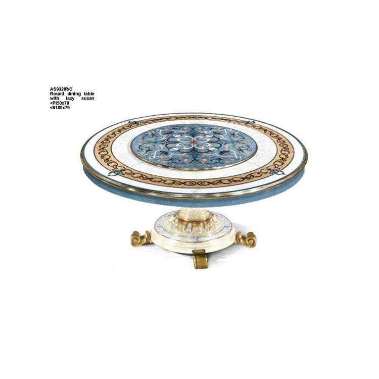 Nordic Luxury Baroque Round Dining Table Set - Antique Gold Custom Design