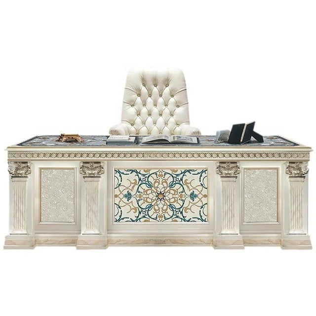 Baroque Italian Classical Royal Luxury Office Desk & Chair Set