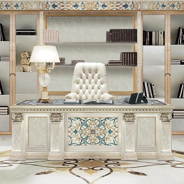 Baroque Italian Classical Royal Luxury Office Desk & Chair Set