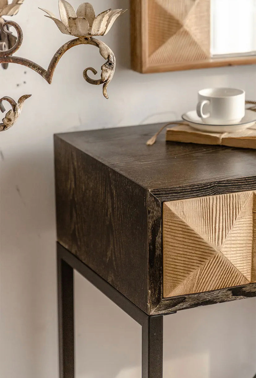 Scandinavian Long Narrow Console Table - Wooden Accent Table with Drawers