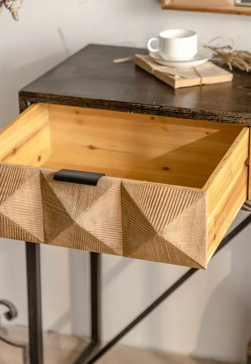 Scandinavian Long Narrow Console Table - Wooden Accent Table with Drawers