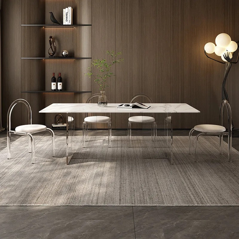 Modern Ceramic Dining Table - Luxury Transparent Tripod Acrylic Marble Table