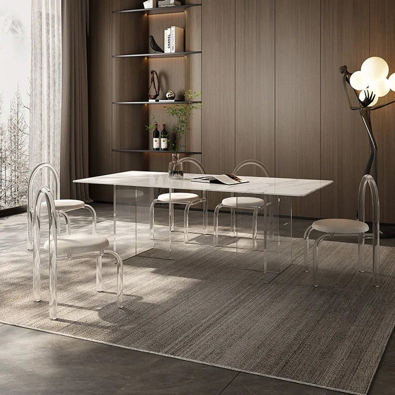 Modern Ceramic Dining Table - Luxury Transparent Tripod Acrylic Marble Table
