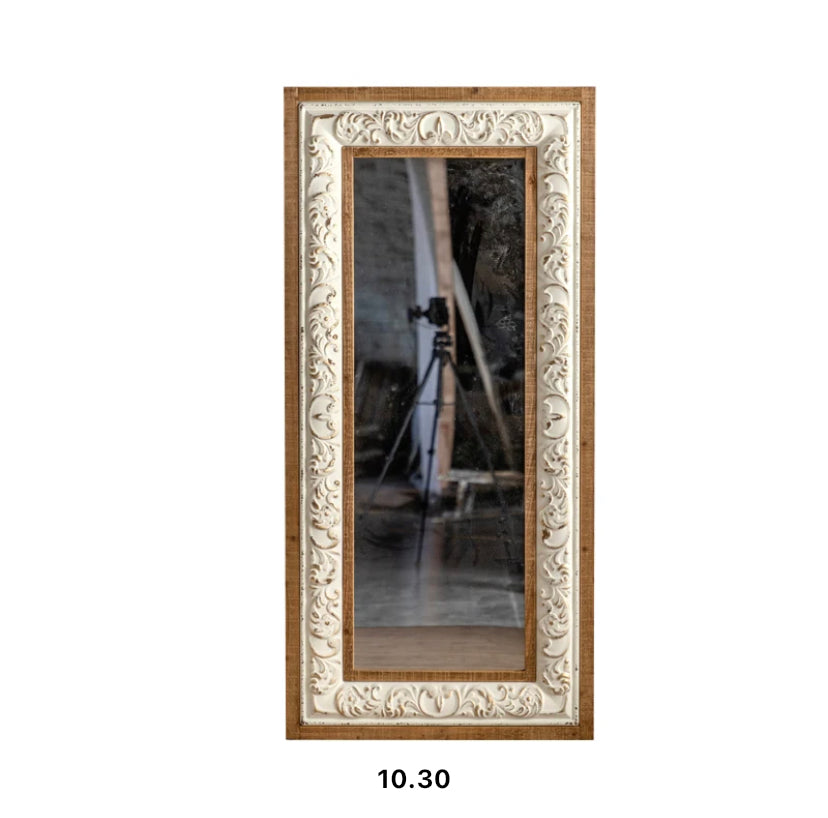 Large Mirror Farmhouse Vintage Solid Wood Floor Mirror Bedroom Hanging Wall Mounted Mirrors