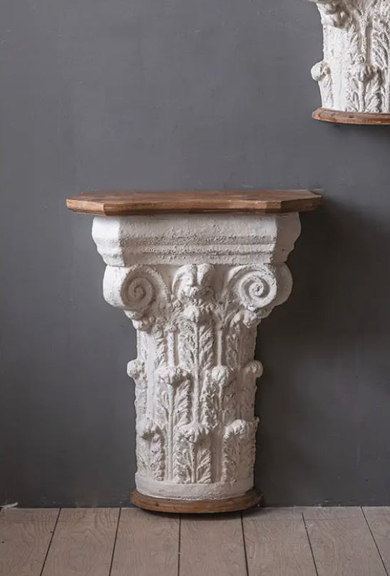 Vintage Wooden Narrow Console Table - Carved Mid-Century Accent Table