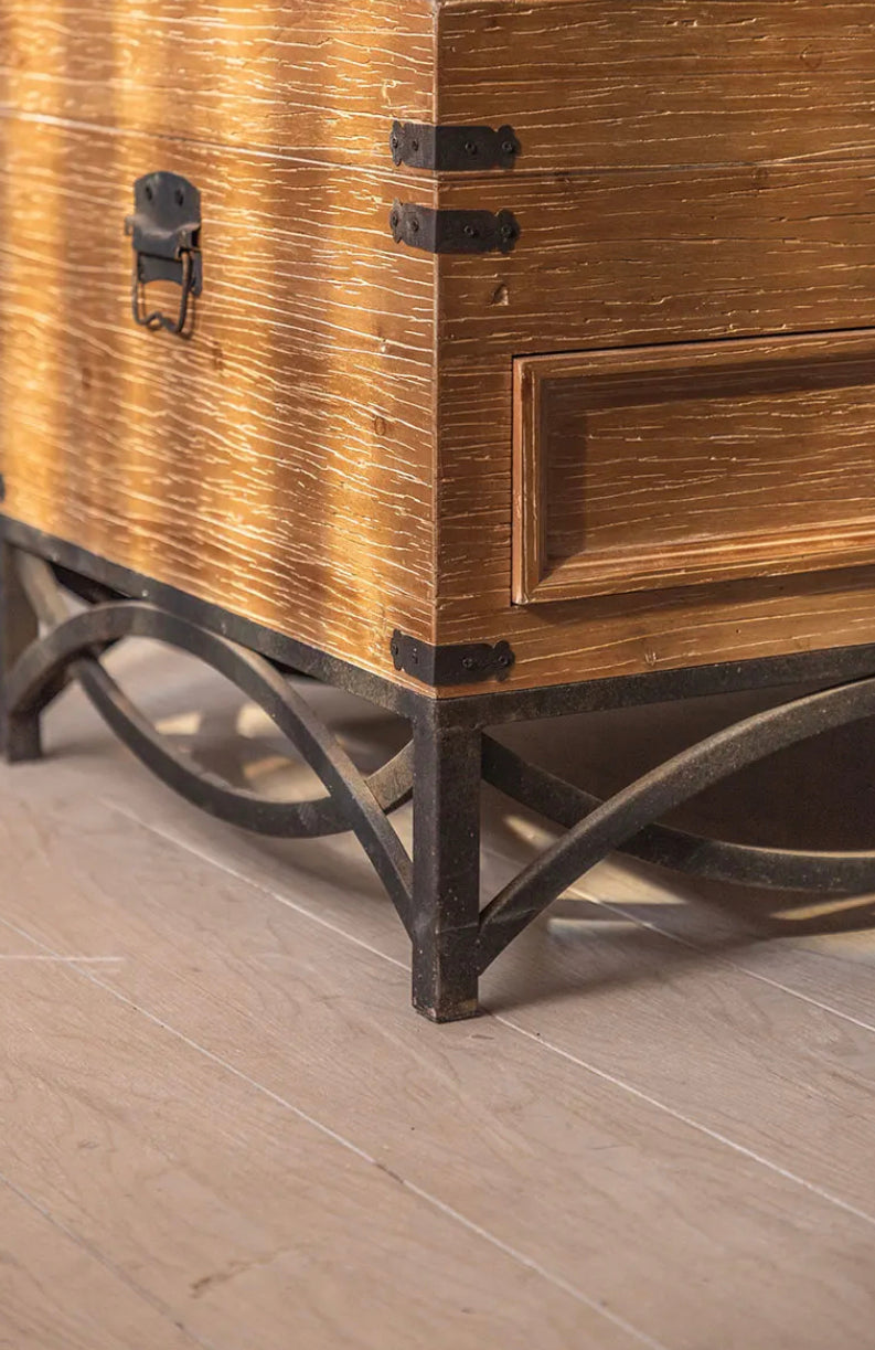 Vintage Industrial Solid Wood and Iron 2-Drawer Accent Table - Tv Stand