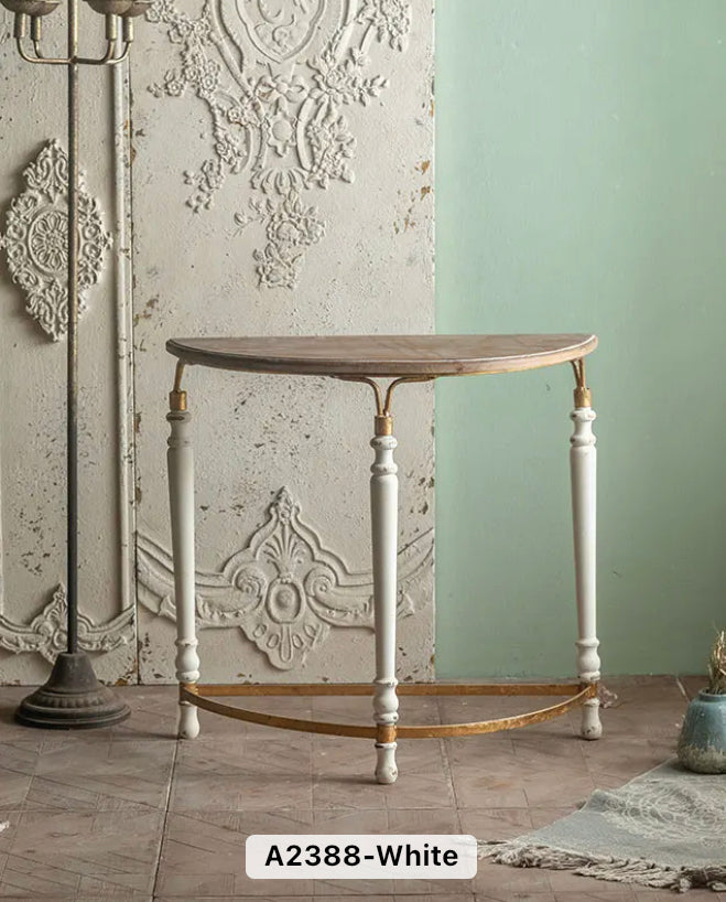TTWO Modern Semi-Circle Console Table - Wooden & Iron Hallway Accent Table