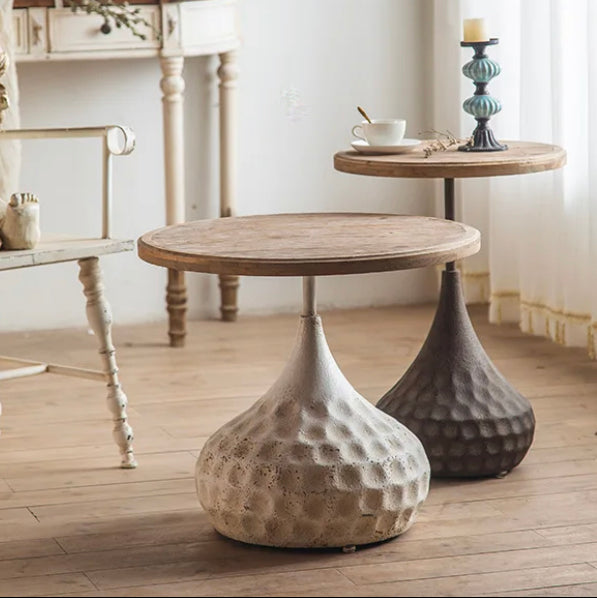 Scandinavian Retro Nesting Coffee Table - Adjustable Iron & Wood MDF Accent Table