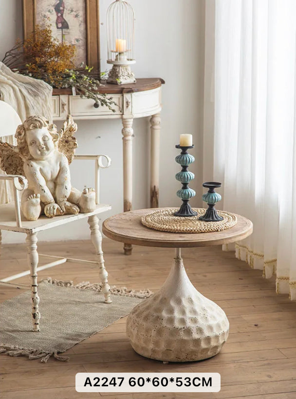 Scandinavian Retro Nesting Coffee Table - Adjustable Iron & Wood MDF Accent Table