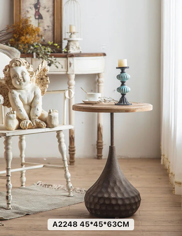 Scandinavian Retro Nesting Coffee Table - Adjustable Iron & Wood MDF Accent Table