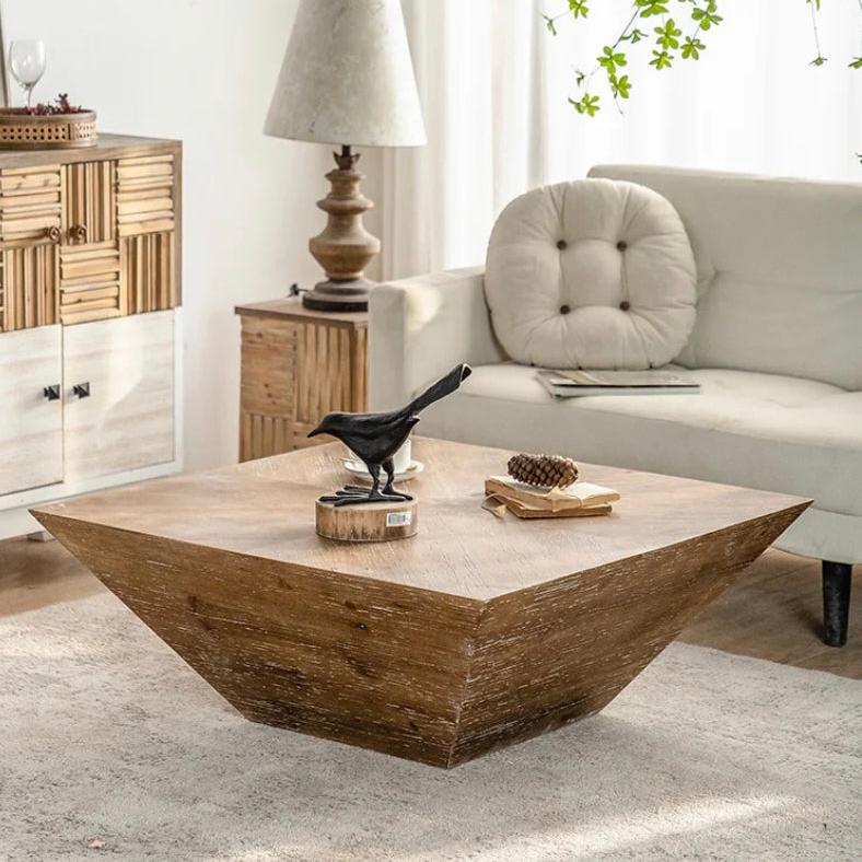 Vintage Nordic Solid Oak Nesting Coffee Table - Japanese-Style Rectangular Accent Tables