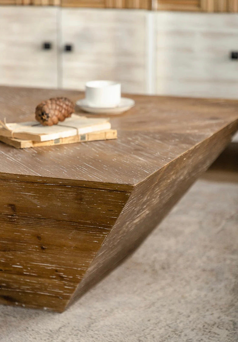 Vintage Nordic Solid Oak Nesting Coffee Table - Japanese-Style Rectangular Accent Tables