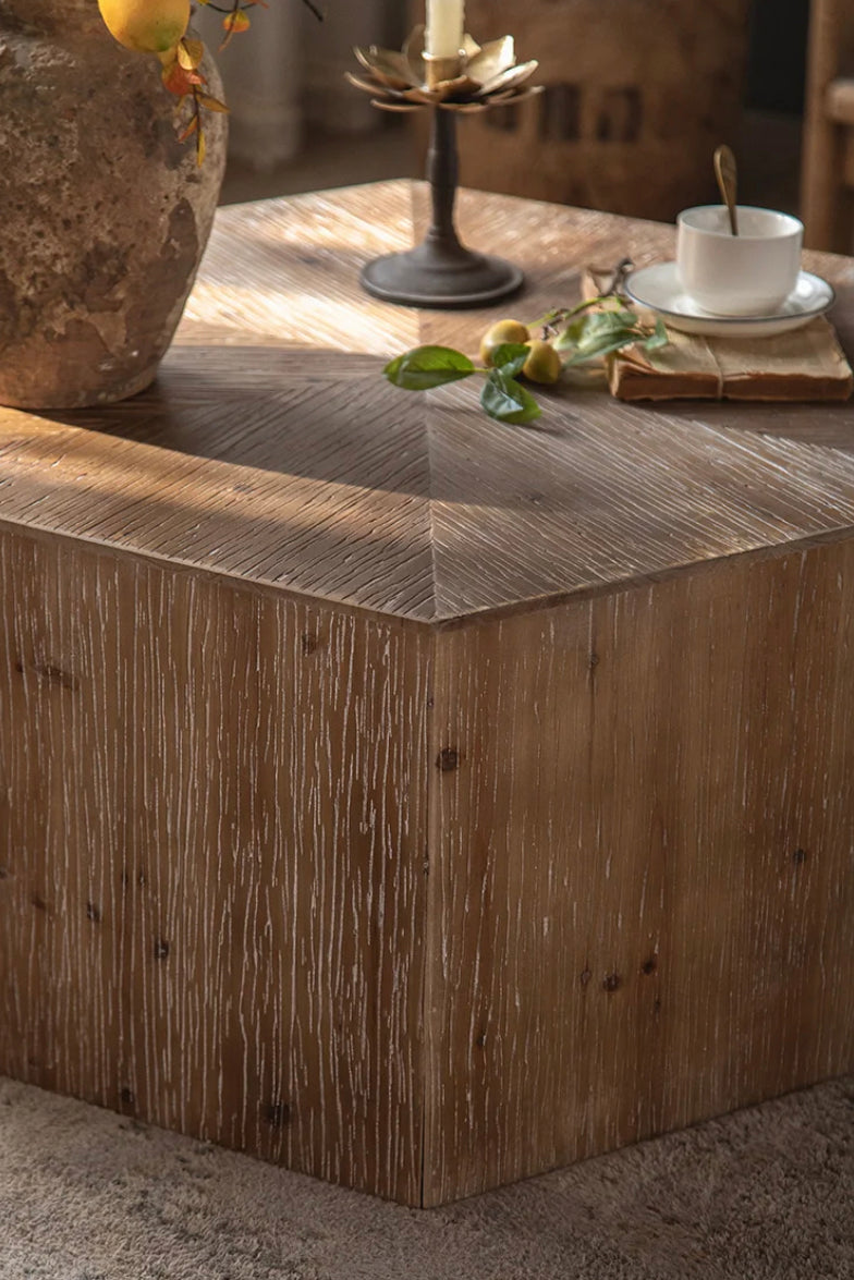 Vintage Nordic Solid Oak Nesting Coffee Table - Japanese-Style Rectangular Accent Tables