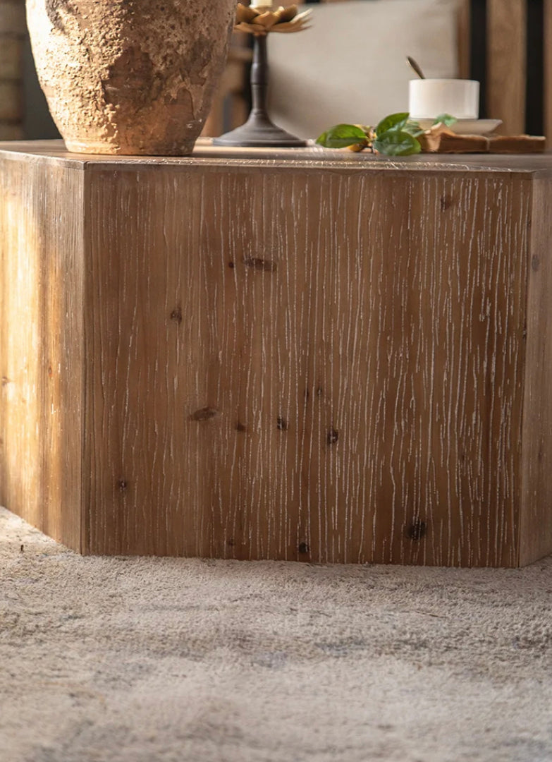 Vintage Nordic Solid Oak Nesting Coffee Table - Japanese-Style Rectangular Accent Tables