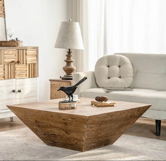 Vintage Nordic Solid Oak Nesting Coffee Table - Japanese-Style Rectangular Accent Tables