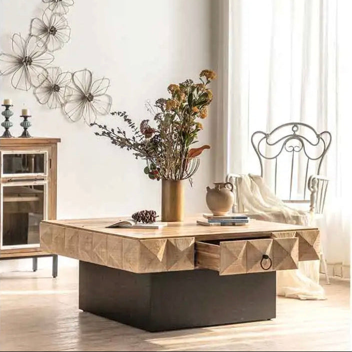 Modern Tea Coffee Table Living Room Furniture Square Wooden Top Accent Tables
