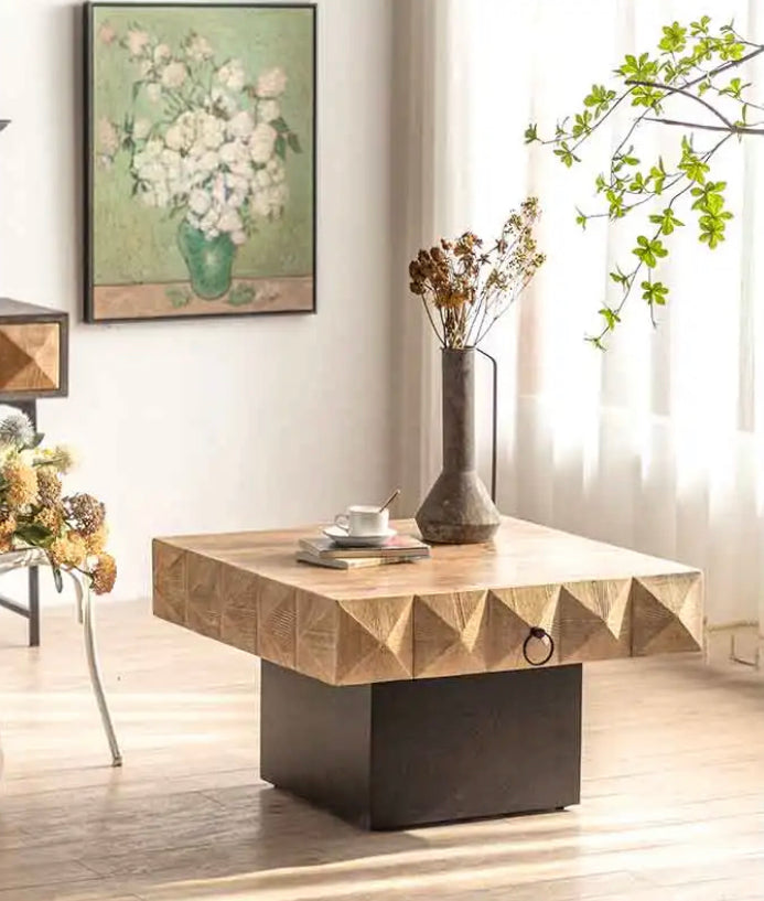 TTWO Modern Square Wooden Coffee Table, with Storage