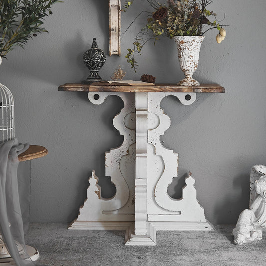 TTWO French Ivory Wooden Console Table - Long and Tall Lobby Accent Table