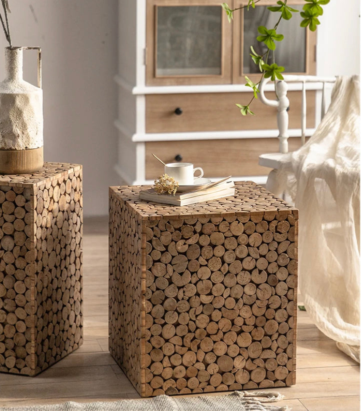 Japanese Handcrafted Solid Wood Nesting Tea Table - Modern Adjustable Accent Table