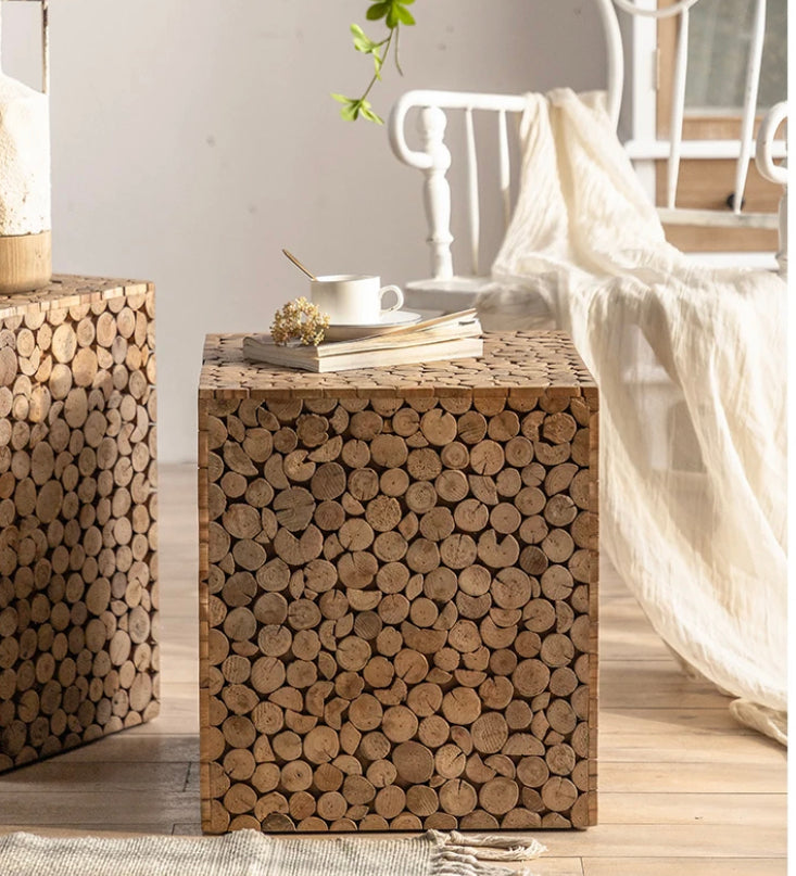 Japanese Handcrafted Solid Wood Nesting Tea Table - Modern Adjustable Accent Table