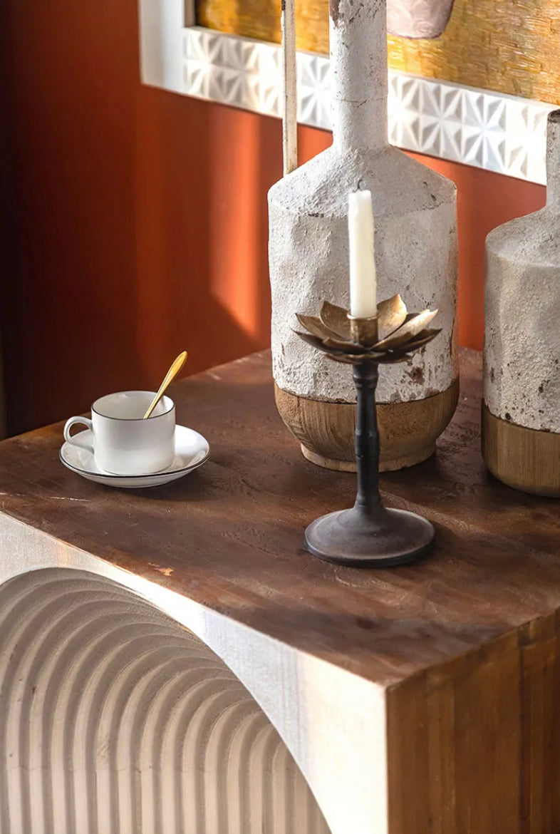 Japanese Minimalist Solid Fir Tea Table - Adjustable Modern Accent End Table