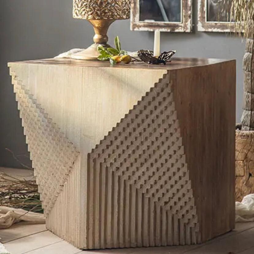 Unique Solid Wood Fir Accent Table - Eco-Friendly Minimalist Tea Table