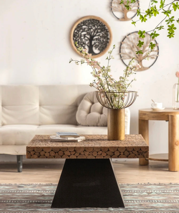 European Style Wood & Metal Luxury Coffee Table - Adjustable Modern Accent Table