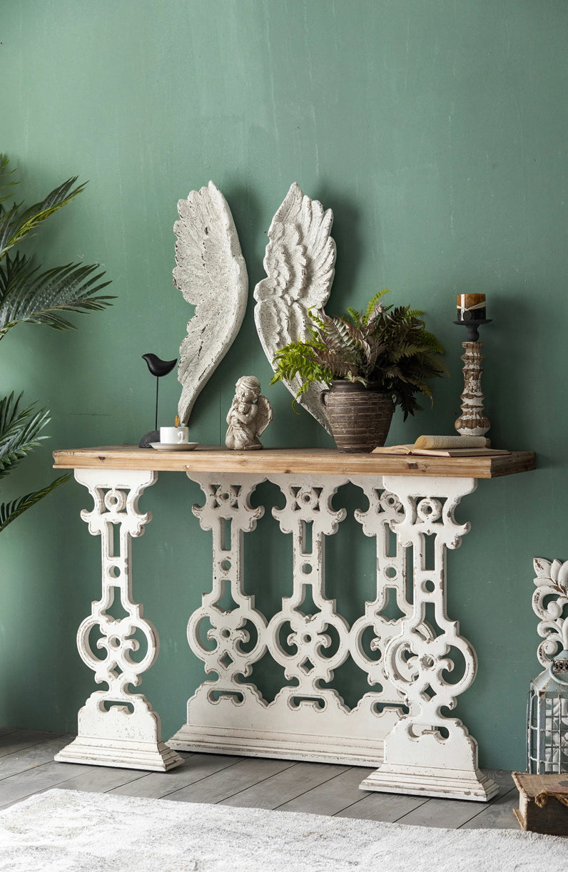 TTWO Romanesque Style Solid Wood Console Table - Adjustable Antique Hallway Accent