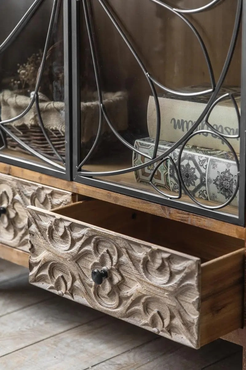 Home Furniture Buffet and Wine Cabinet Living Room Solid Wood and Iron Furniture Antique Dining Room Cabinets