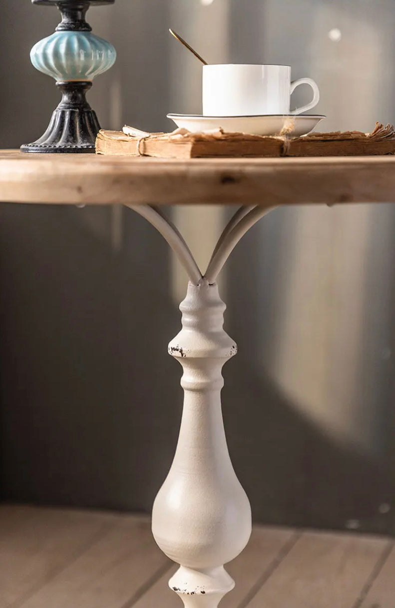 European Modern White Round Tea Table - Adjustable Minimalist Accent Table