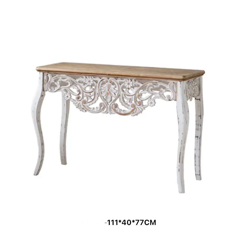 French Style Rectangular Console Table - Adjustable Rustic Wood Accent Table