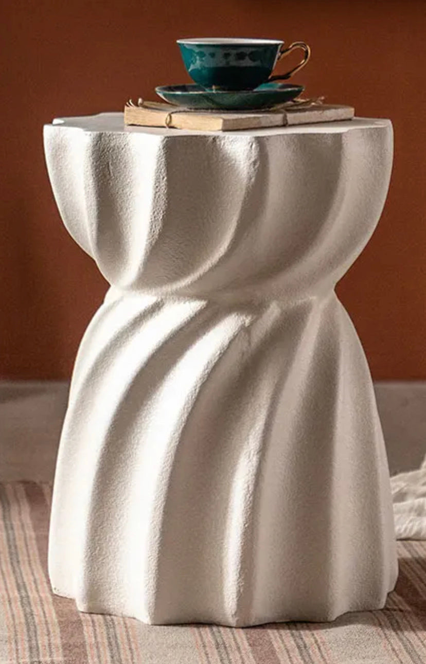 French White Fir Wood End Table - Adjustable Modern Living Room Accent Tea Table