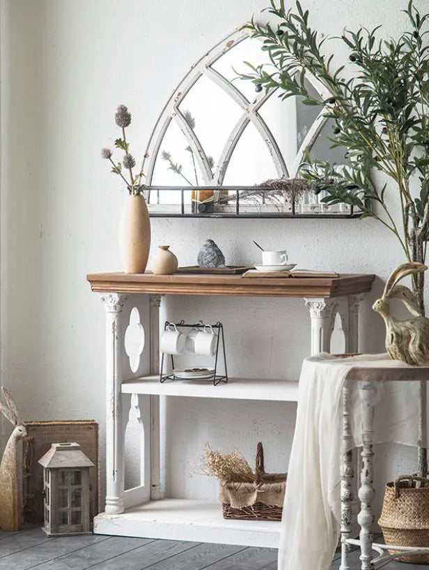 Antique Console Table - Adjustable Fir & MDF Hallway Accent Table