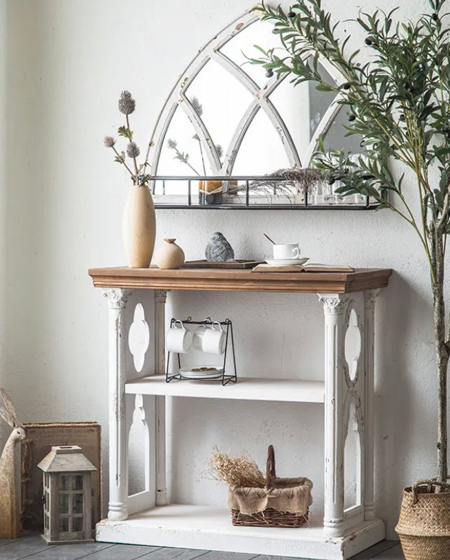 Antique Console Table - Adjustable Fir & MDF Hallway Accent Table
